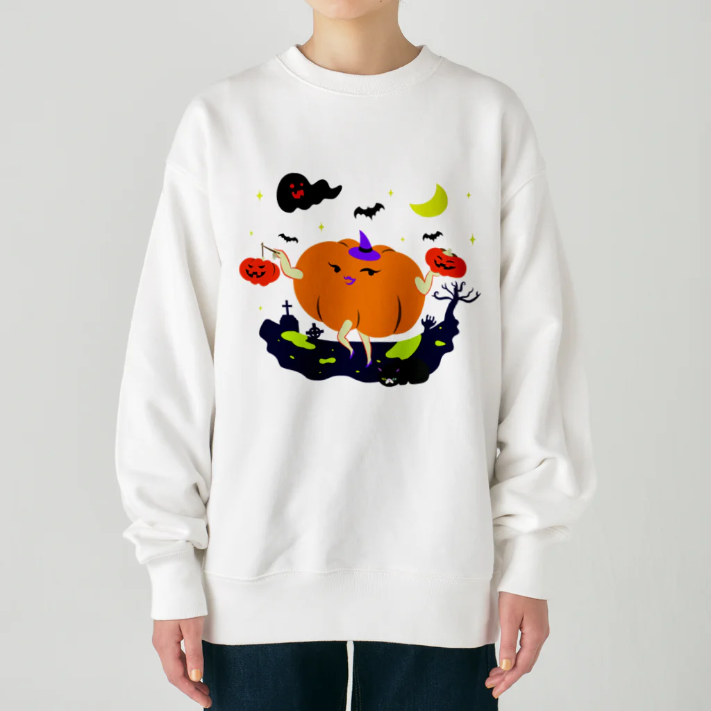 猫舌と肉球のかぼちゃの提灯をもつかぼちゃ Heavyweight Crew Neck Sweatshirt