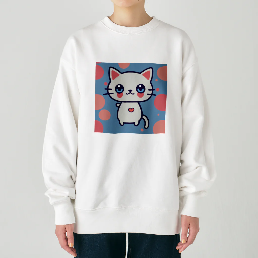 A31eの狛猫のミケ「はーとびーと」 Heavyweight Crew Neck Sweatshirt