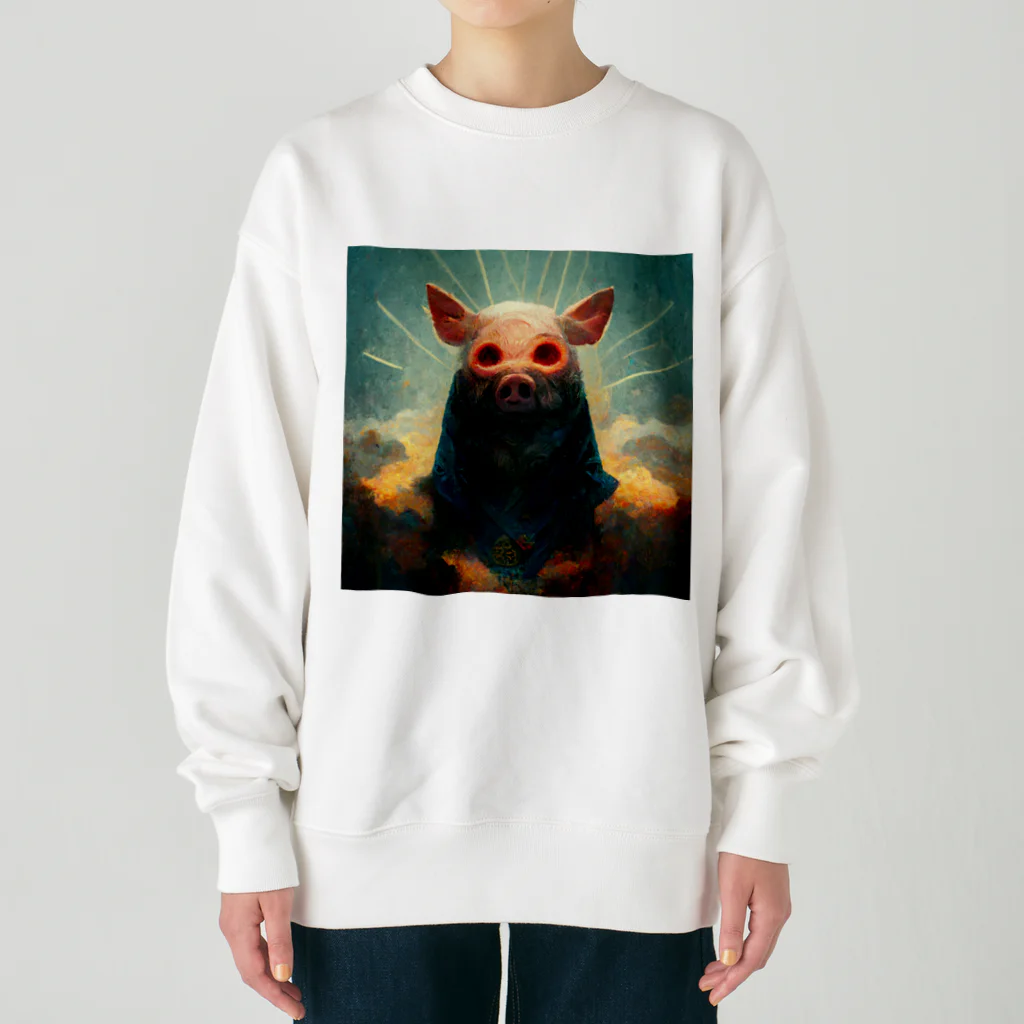 temple t-shirtshopのブタの神様 Heavyweight Crew Neck Sweatshirt