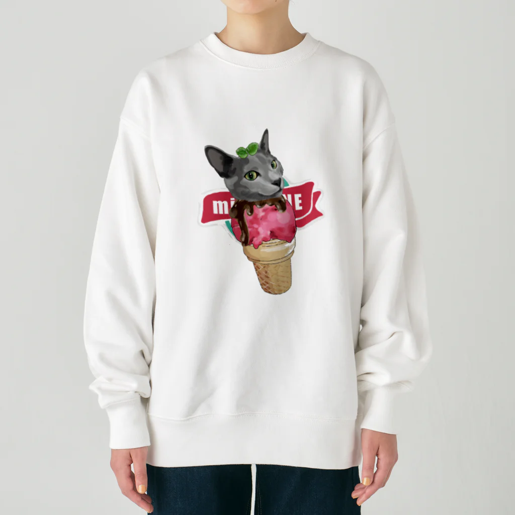 みきぞーん｜保護猫 ミッキー画伯と肉球とおともだちのleon Heavyweight Crew Neck Sweatshirt