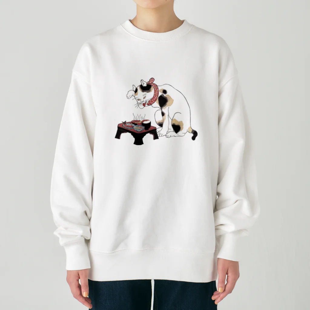 ねこ山うさぎの猫のご馳走🐱 Heavyweight Crew Neck Sweatshirt