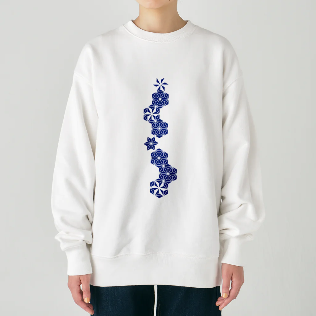 cuuyabowの麻の葉NAVY Heavyweight Crew Neck Sweatshirt