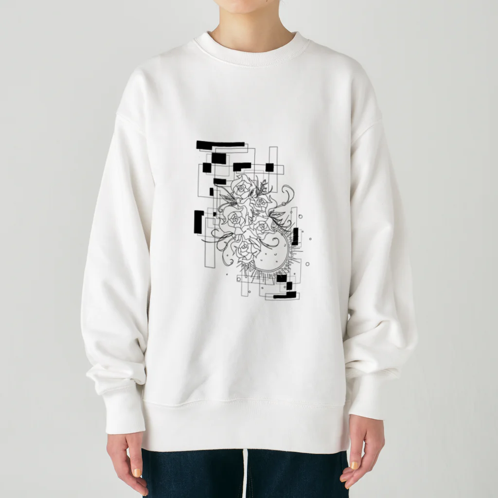 不思議な...のバラと幾何学模様 Heavyweight Crew Neck Sweatshirt