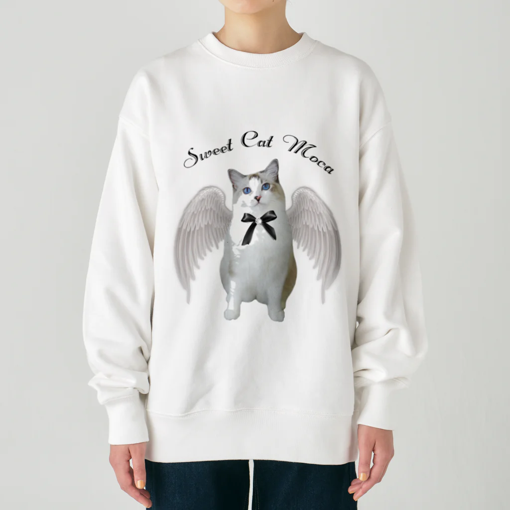 ふとんの♱𝔞𝔫𝔤𝔢𝔩 𝔠𝔞𝔱 𝔪𝔬𝔠𝔞♱ Heavyweight Crew Neck Sweatshirt