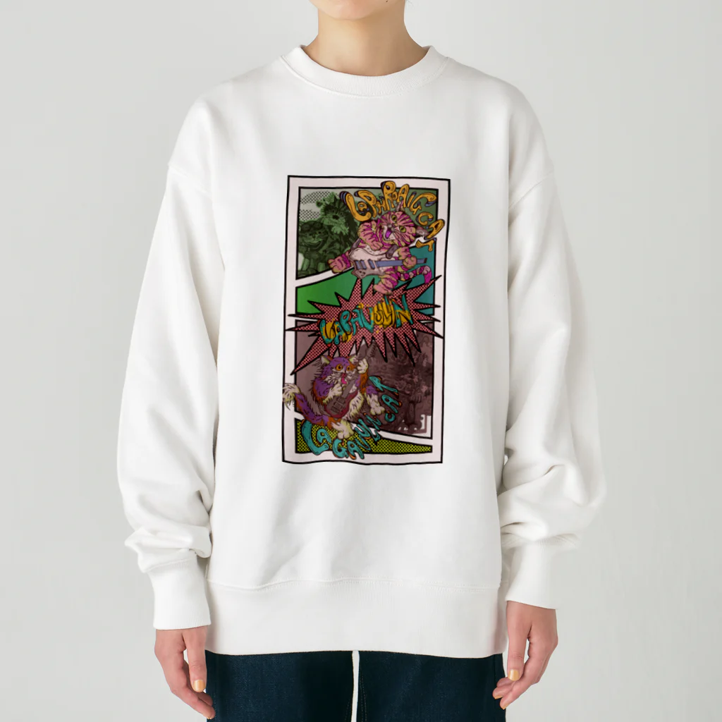 ねこのLAPHCONESSのラフヴーリン　アメコミ風透過 Heavyweight Crew Neck Sweatshirt