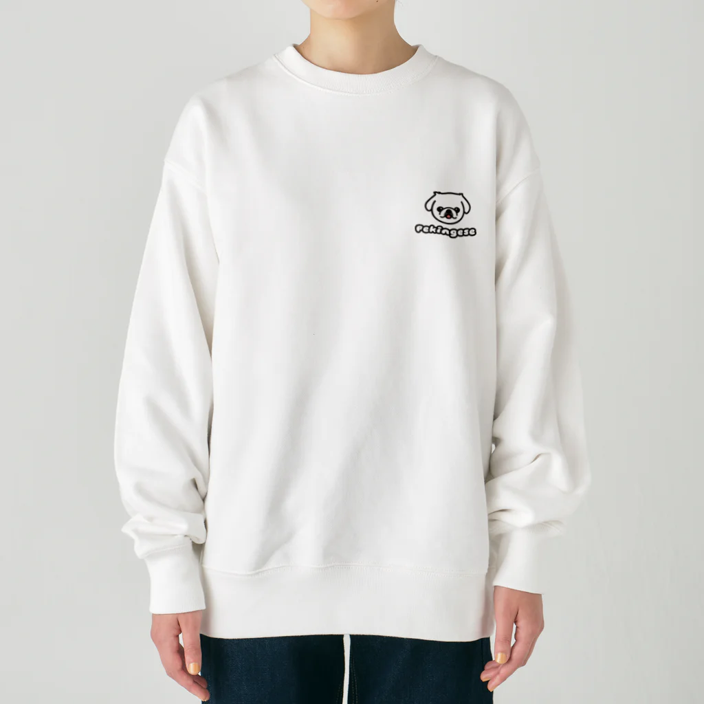 ペキニーズくらぶ（SUZURI支店）のペキニーズ・ホワイト（サマーカット）（顔だけ） Heavyweight Crew Neck Sweatshirt