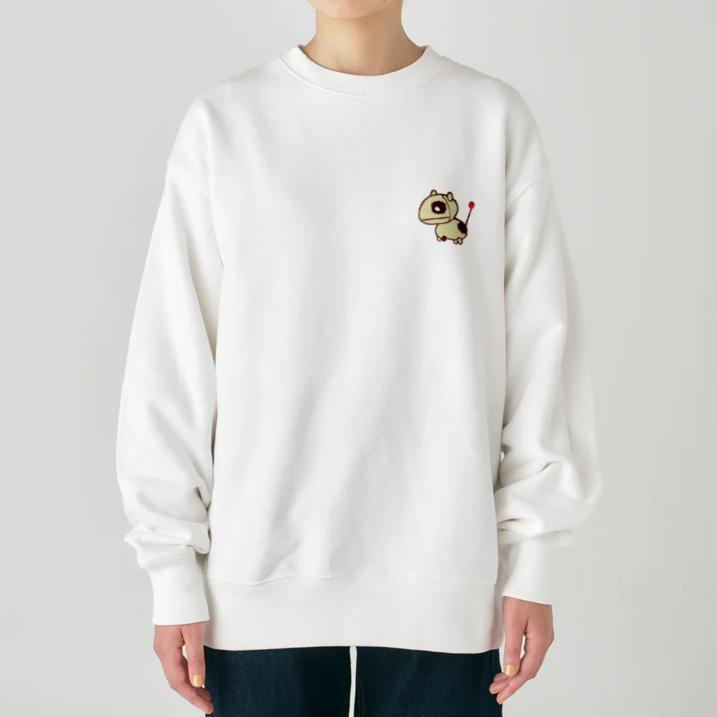 星屑の街の刺繍のマスコット「もち」 Heavyweight Crew Neck Sweatshirt