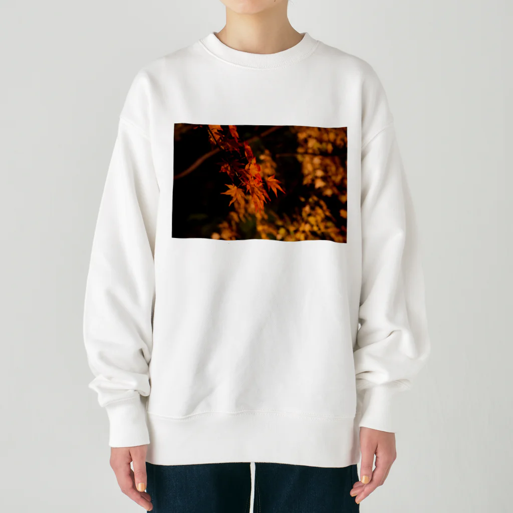 nokkccaのライトアップ紅葉 - Japanese maple(night shot) - Heavyweight Crew Neck Sweatshirt