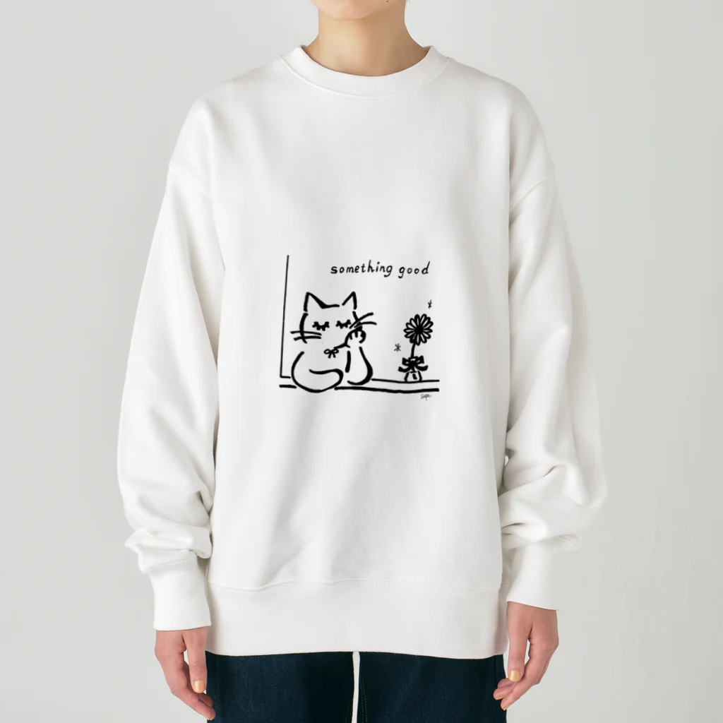 すぺ's shopのまつげを増量した猫 Heavyweight Crew Neck Sweatshirt