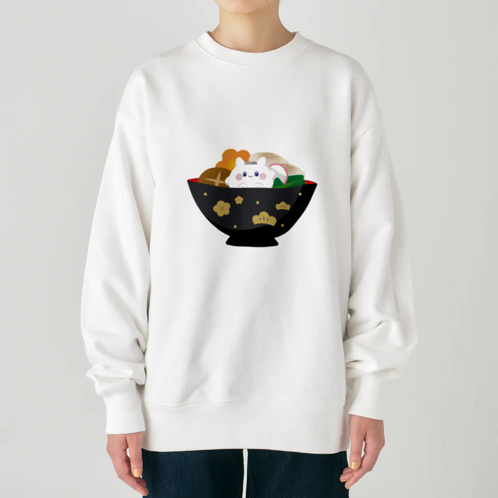 Kawaii-Japanのお雑煮の中のおにぎりさん Heavyweight Crew Neck Sweatshirt