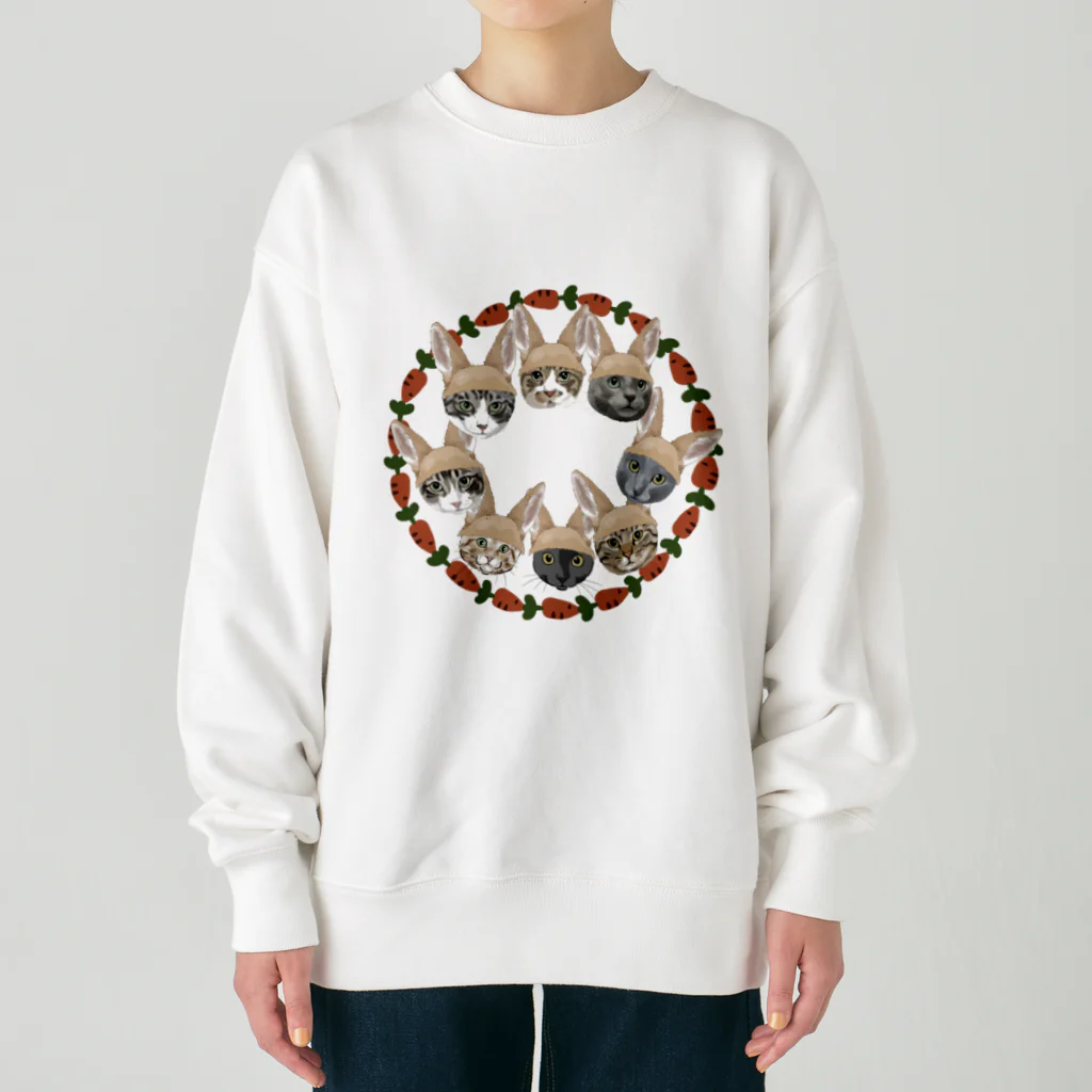 みきぞーん｜保護猫 ミッキー画伯と肉球とおともだちのmuchaguraainima usagi Heavyweight Crew Neck Sweatshirt