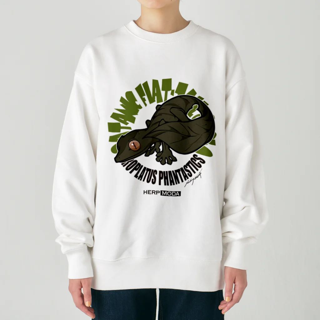 HERP MODA by ヤマモトナオキのエダハヘラオヤモリ/ダークグリーン Heavyweight Crew Neck Sweatshirt