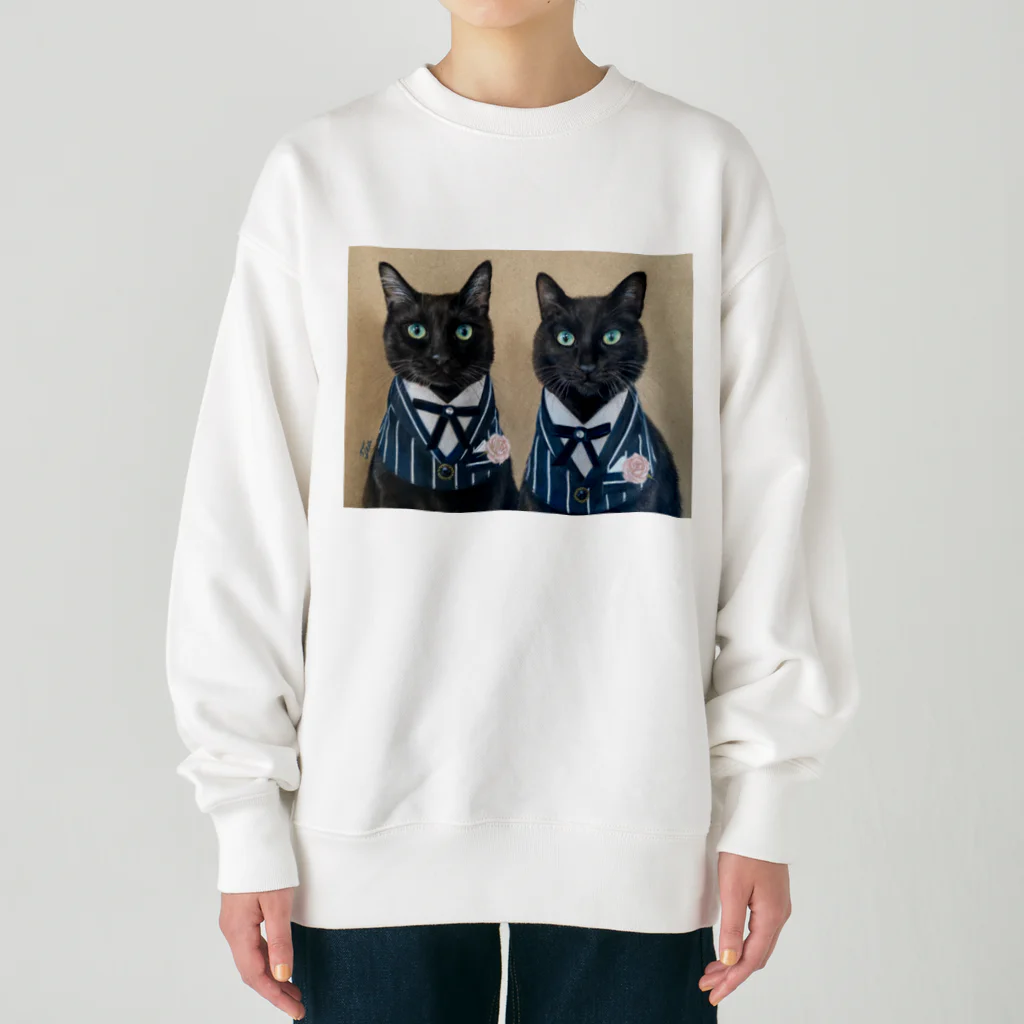 工房照在の黒猫兄弟 ななとはち Heavyweight Crew Neck Sweatshirt