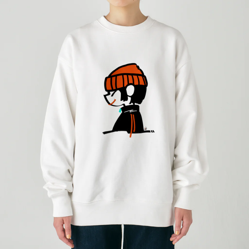 szHzs 'のツリ目さん/オレンジニット帽 Heavyweight Crew Neck Sweatshirt