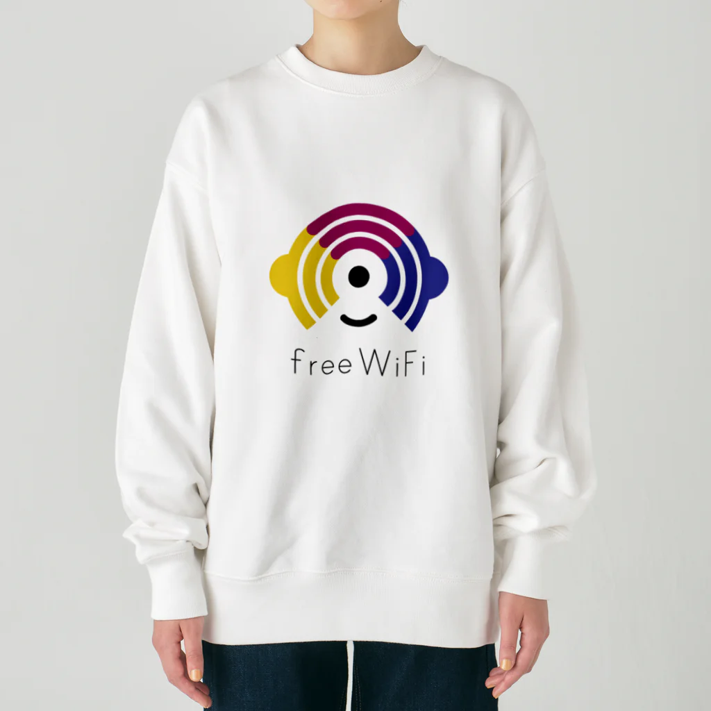 Free-WiFiのFree WiFi ロゴ グッズ（薄地） Heavyweight Crew Neck Sweatshirt