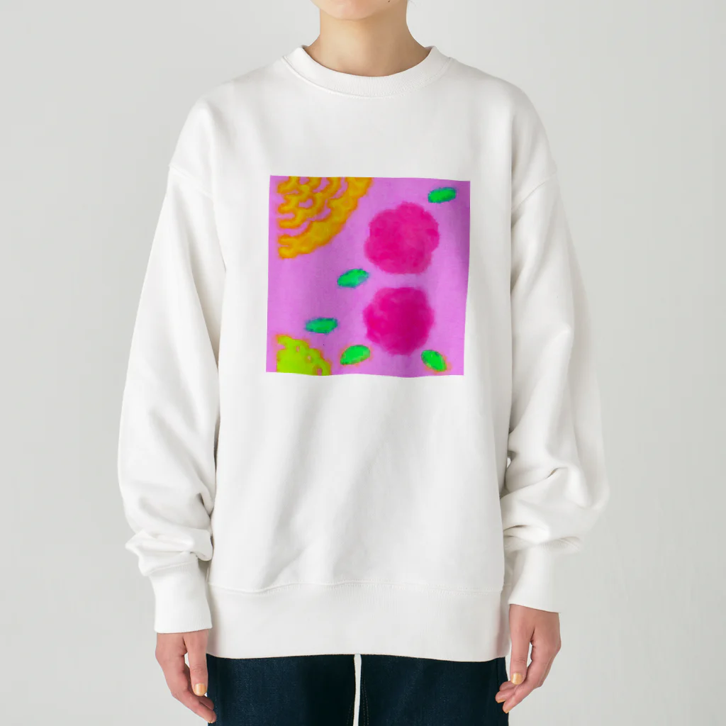 Noëlのピンクとお花 Heavyweight Crew Neck Sweatshirt