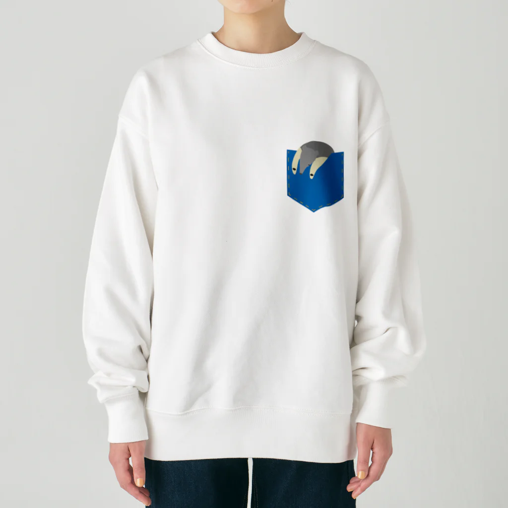 babigon shop on the earth のオオアリクイ　親子　青 Heavyweight Crew Neck Sweatshirt