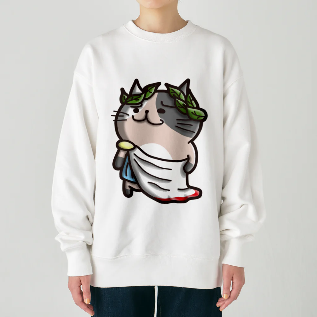 ひよこ男爵とまだむにゃんのにゃえさる (まだむにゃん) Heavyweight Crew Neck Sweatshirt