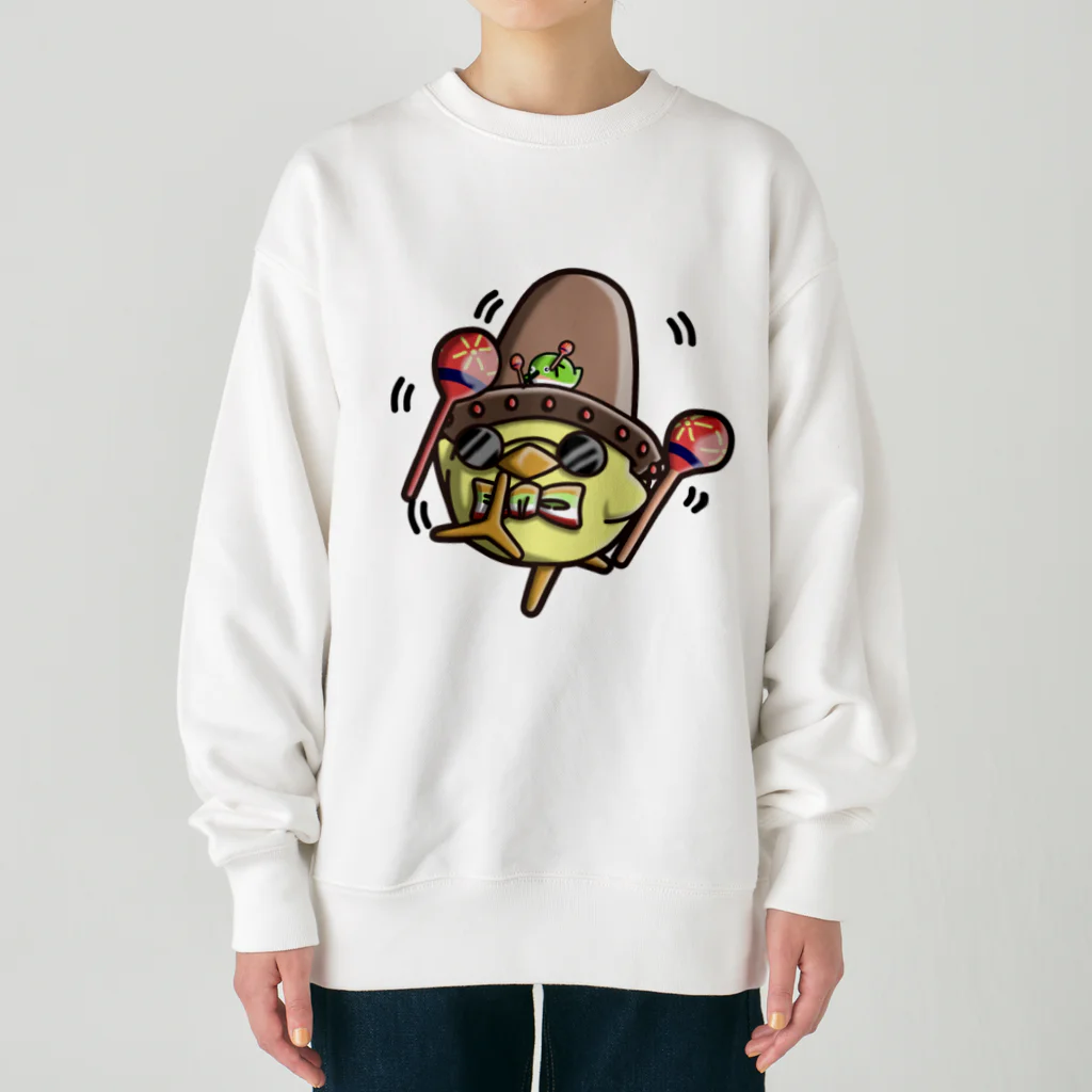 ひよこ男爵とまだむにゃんのあみーご男爵 Heavyweight Crew Neck Sweatshirt