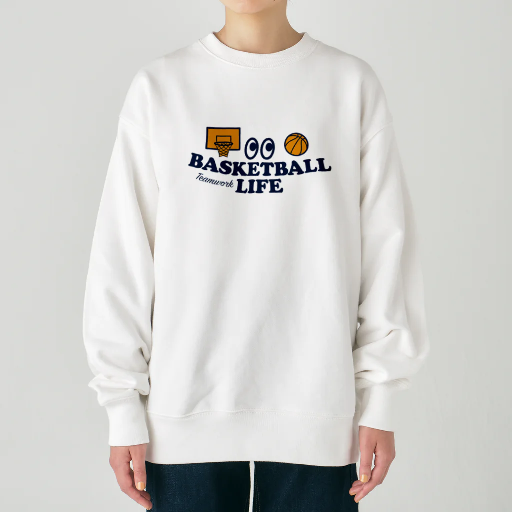 sports_tower スポーツタワーのバスケットボール・目玉・BASKETBALL・デザイン・グッズ・Tシャツ・イラスト・サークル・かっこいい・かわいい・バスケ男子・バスケ女子・有力・確実・有望・部活・チームT・バスケ部・応援 Heavyweight Crew Neck Sweatshirt