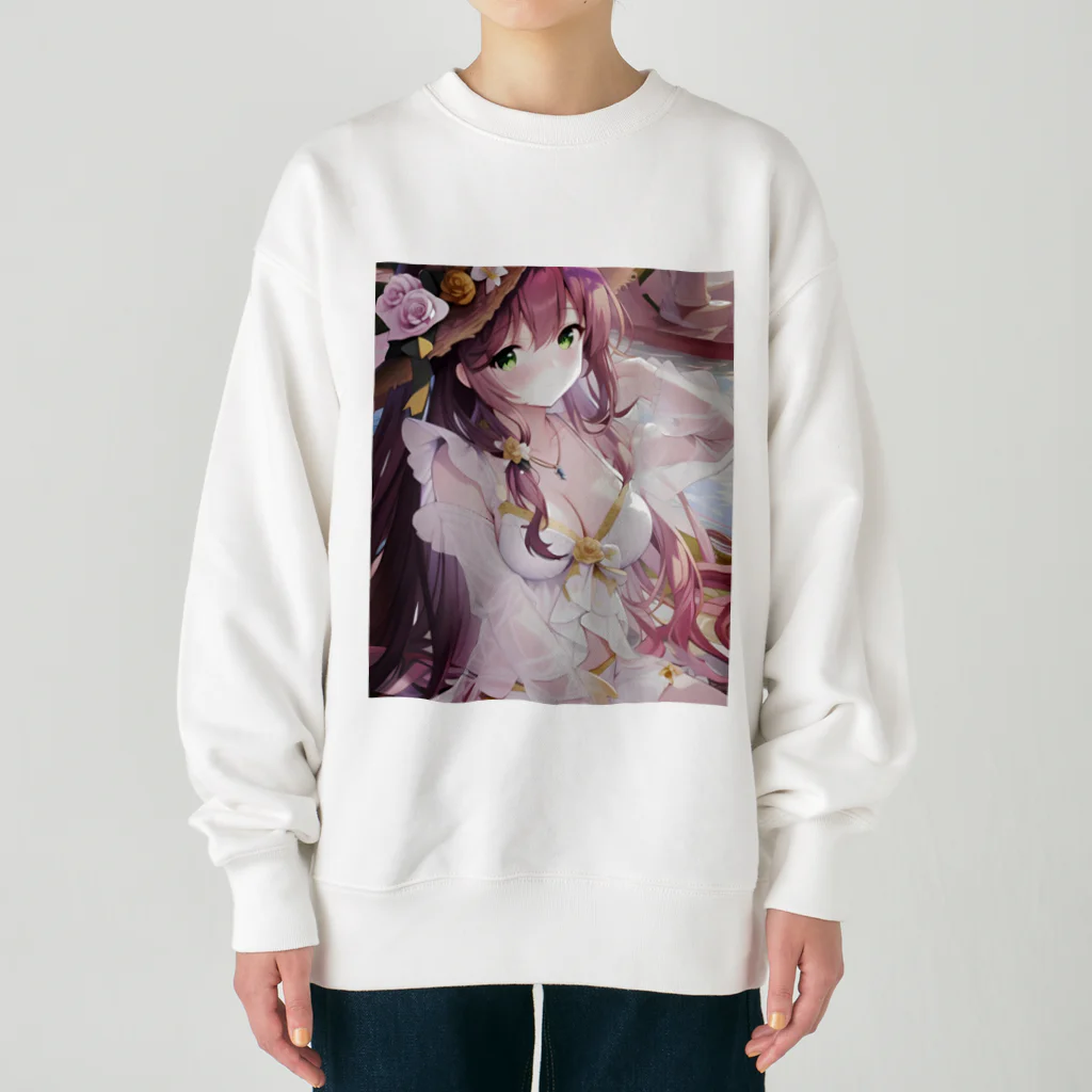 あゆはの華の妖精のかわいい女の子 Heavyweight Crew Neck Sweatshirt