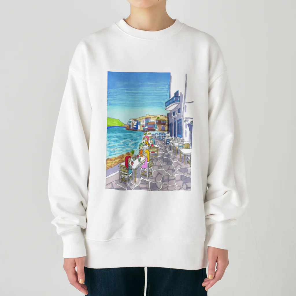 AKISENのエーゲ海カフェガールズ Heavyweight Crew Neck Sweatshirt