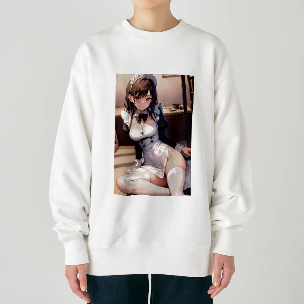 天乃鯱のメイドのお姉さん Heavyweight Crew Neck Sweatshirt