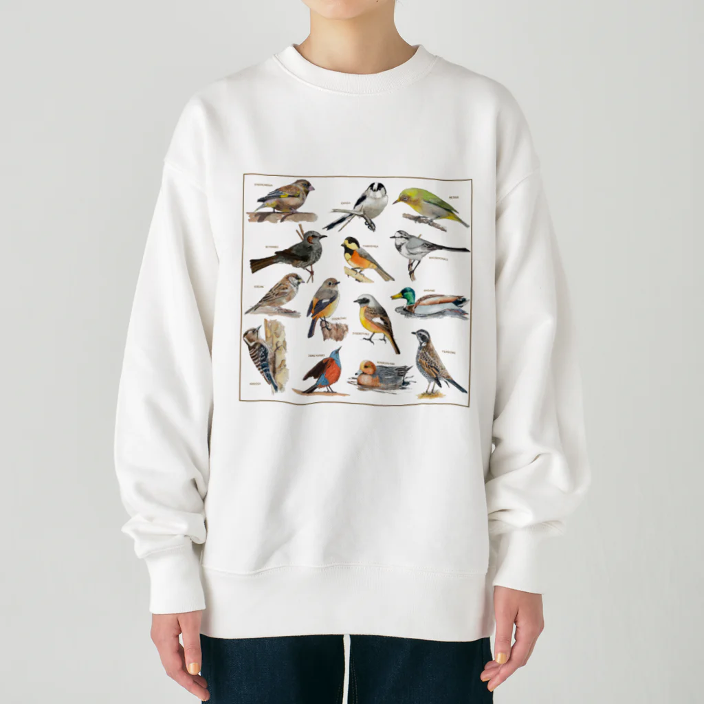 Hick3desuの野鳥集合イラストB Heavyweight Crew Neck Sweatshirt