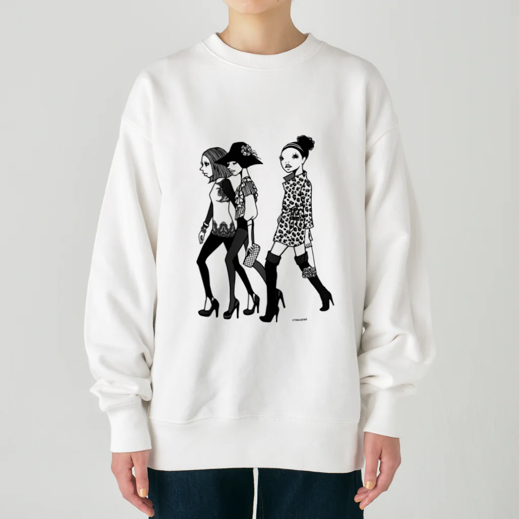 イラストレーターこたけゆか 公式オリジナルグッズのHEY LADIES!  Heavyweight Crew Neck Sweatshirt