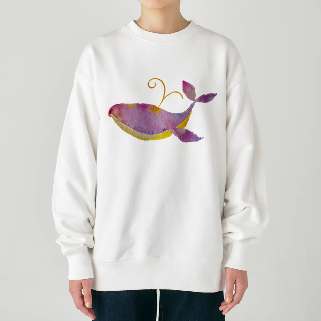 暖暖あたたかのピンクのクジラ Heavyweight Crew Neck Sweatshirt