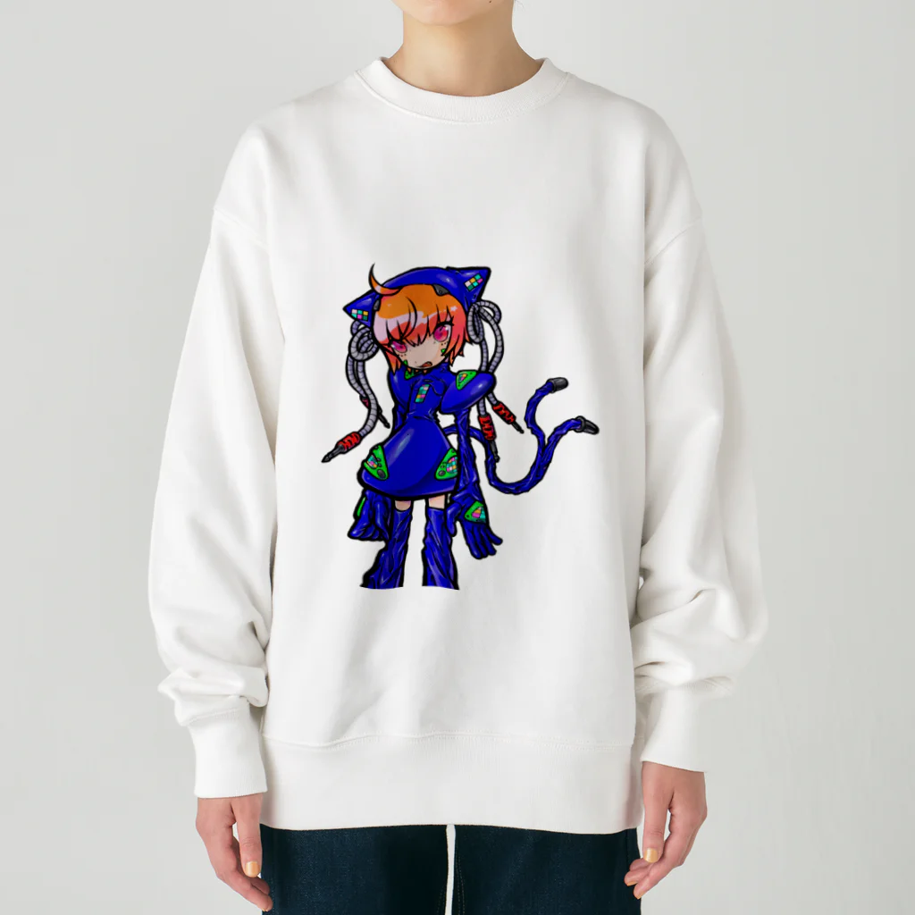 めめ郎のメカ猫又 Heavyweight Crew Neck Sweatshirt