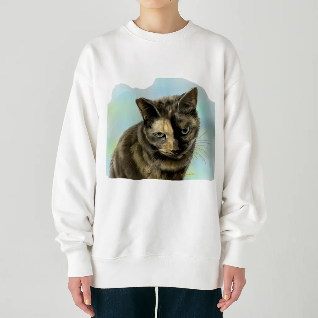 kinako-japanのサビ猫のオペラ座ちゃん Heavyweight Crew Neck Sweatshirt