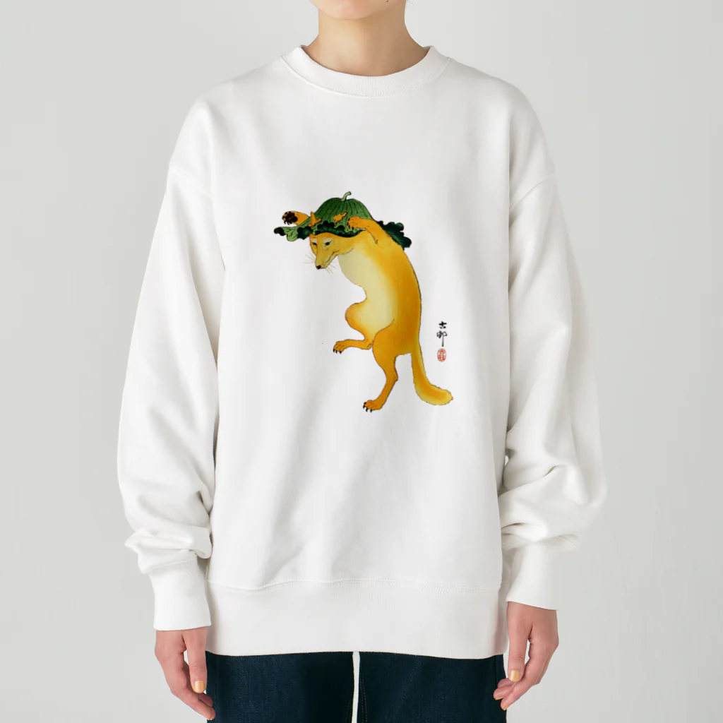 MUGEN ARTの小原古邨　踊る狐　日本の名画アートTシャツ Heavyweight Crew Neck Sweatshirt