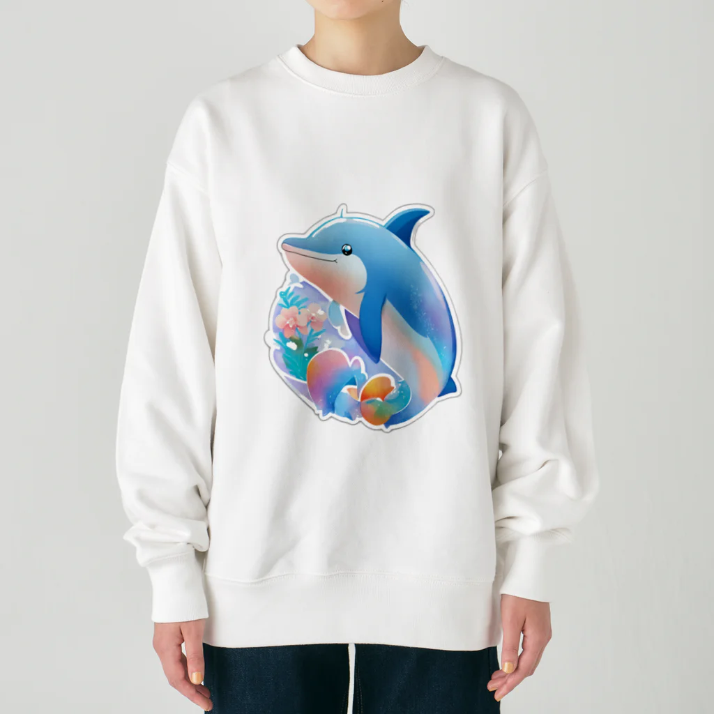 dolphineの可愛いイルカ Heavyweight Crew Neck Sweatshirt