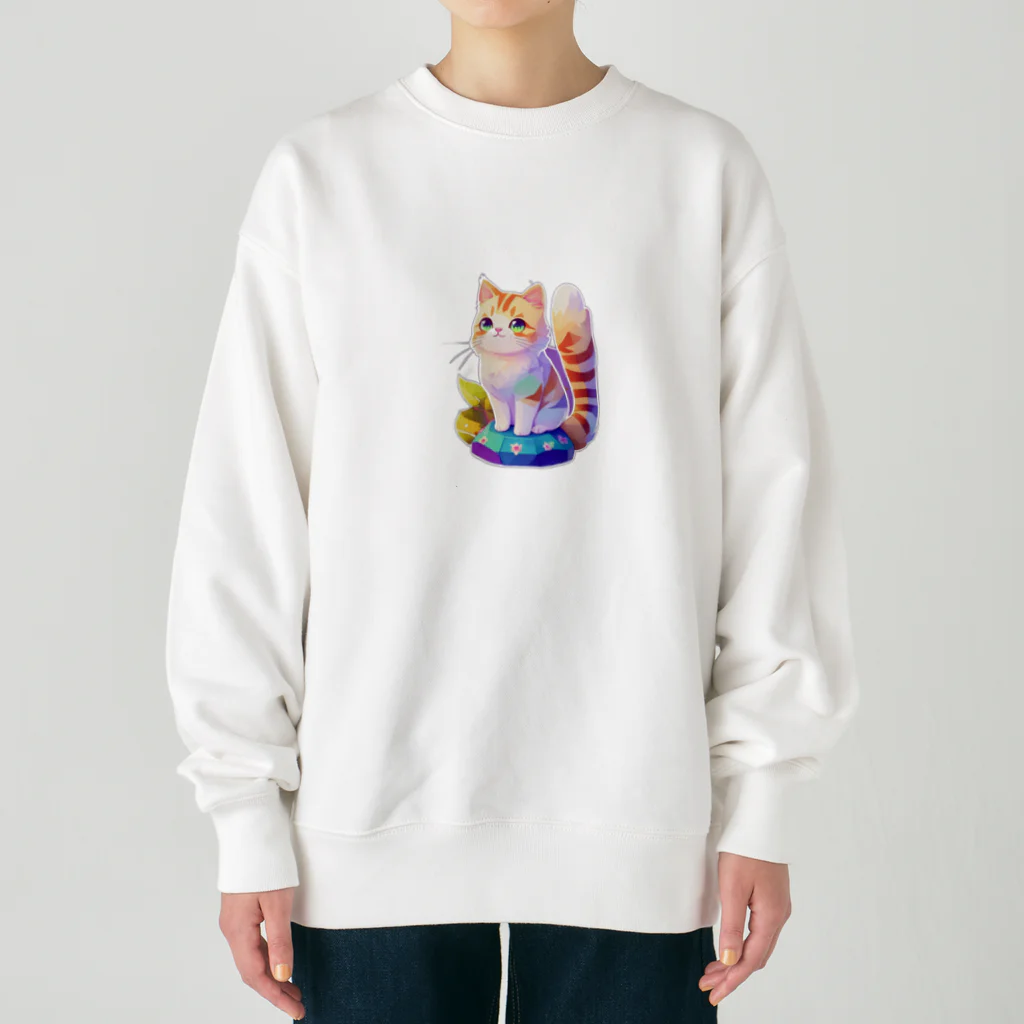 dolphineの上目遣いで見上げるrainbow cute cat Heavyweight Crew Neck Sweatshirt