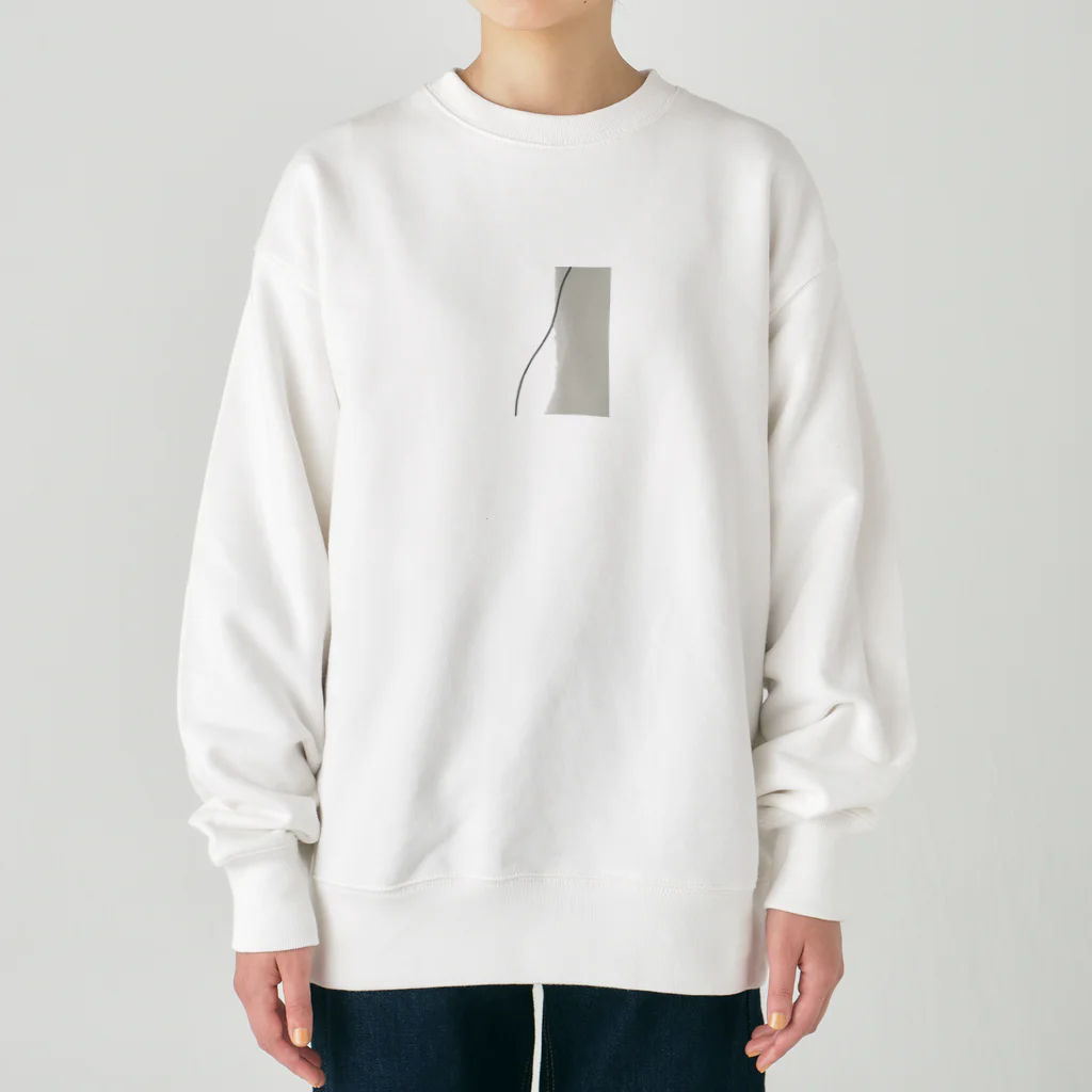 rilybiiの抽象画 . グレージュ . ブラックライン . Heavyweight Crew Neck Sweatshirt