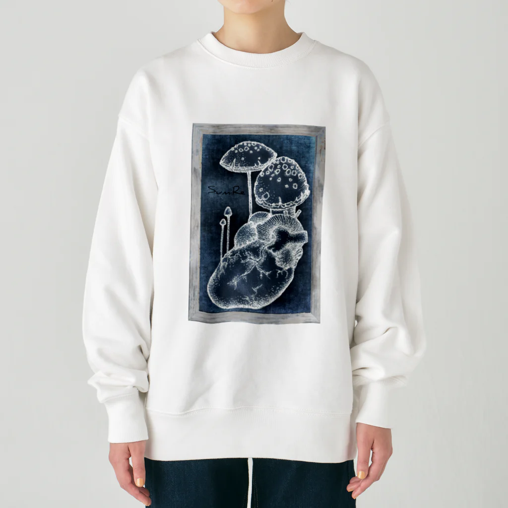 SumiReのHeart Mushroom🍄 black Heavyweight Crew Neck Sweatshirt