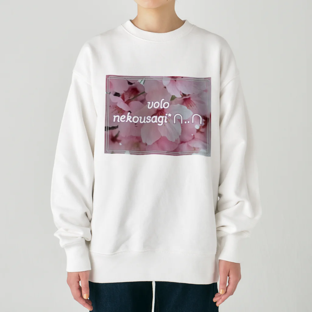 nekousagi*∩..∩のさくらハナちゃん🌸 Heavyweight Crew Neck Sweatshirt