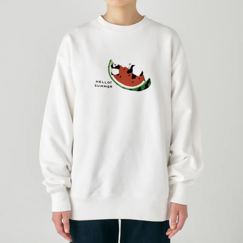 kiki25のゆらゆらスイカとすやすやパンダたち Heavyweight Crew Neck Sweatshirt