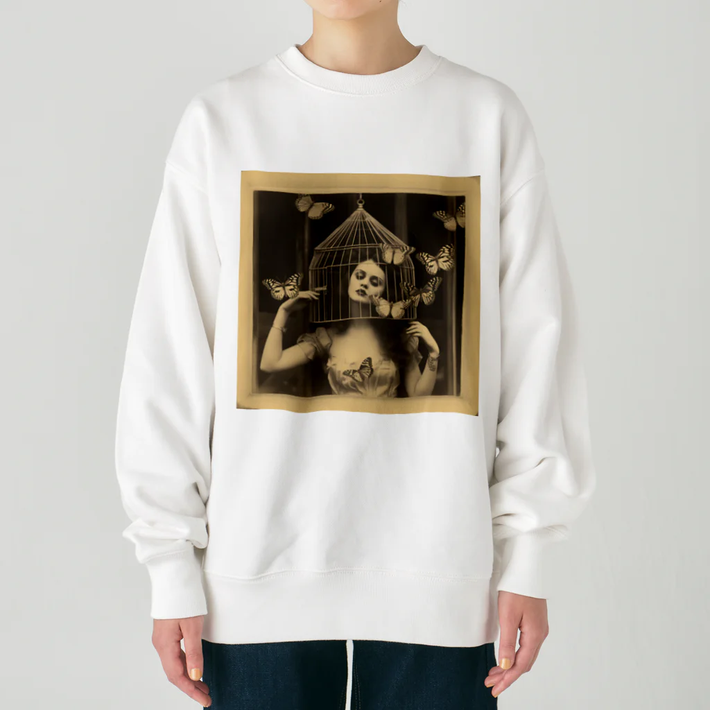 リトルショップオブdaisyの蝶 Heavyweight Crew Neck Sweatshirt