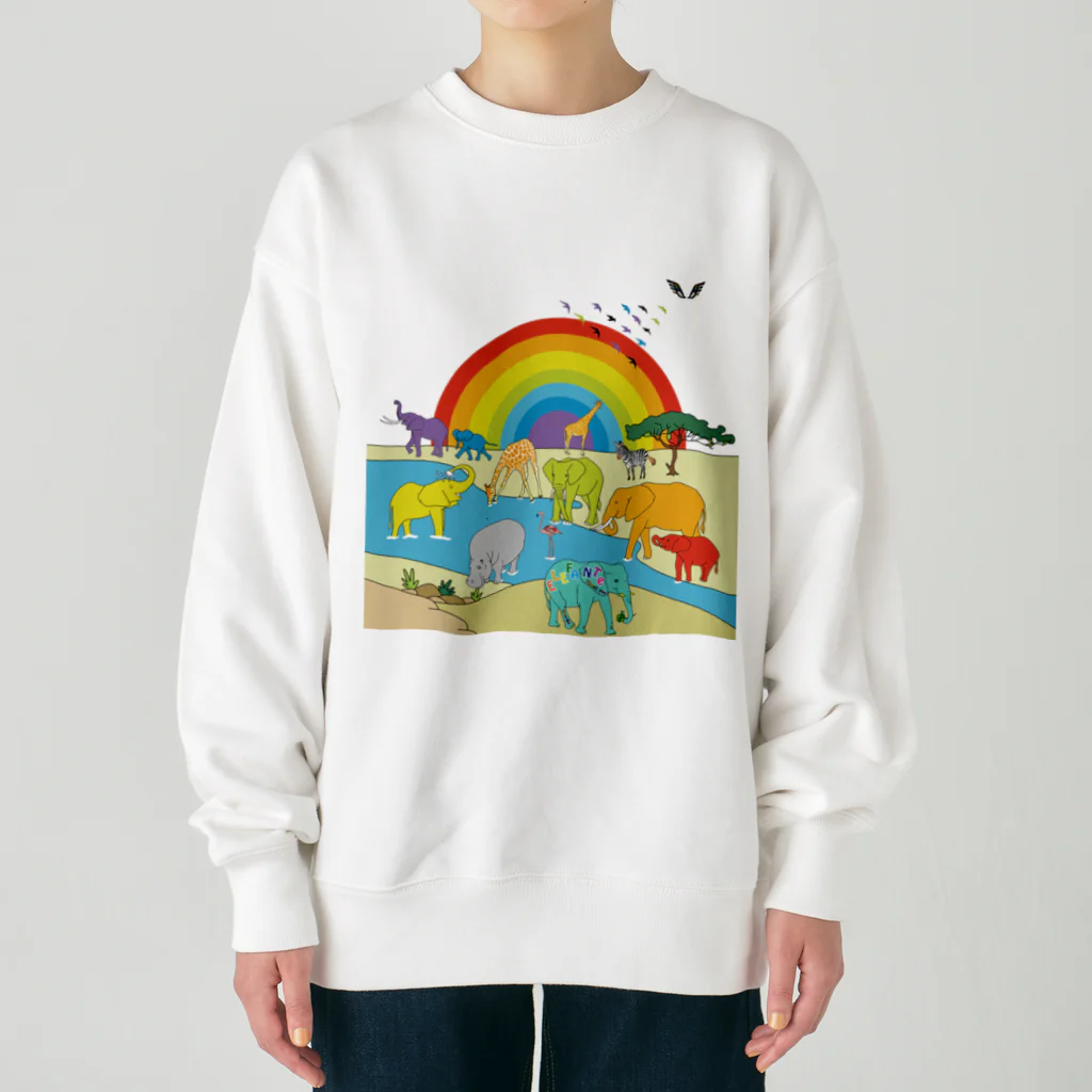 KANAT  LAMHITAのサファリの象たち Heavyweight Crew Neck Sweatshirt