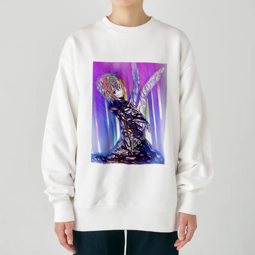 銀海りきる🦎🎨のステンドグラス風男の子（銀） Heavyweight Crew Neck Sweatshirt