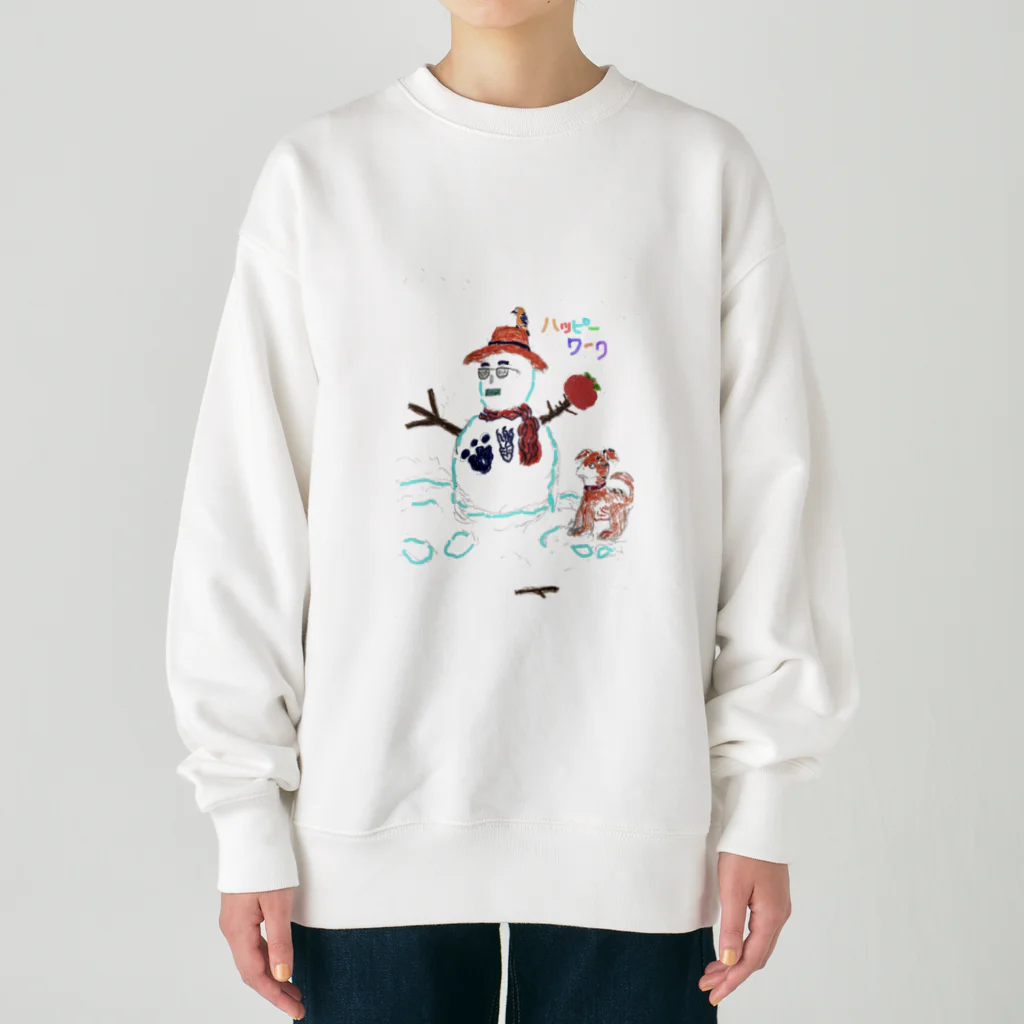 指定就労継続支援Ｂ型事業所ハッピーワークの雪だるま　ハッピーワーク Heavyweight Crew Neck Sweatshirt