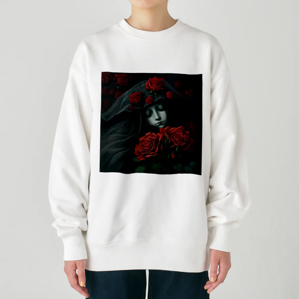 LunaNocturneの赤い薔薇の休息 Heavyweight Crew Neck Sweatshirt