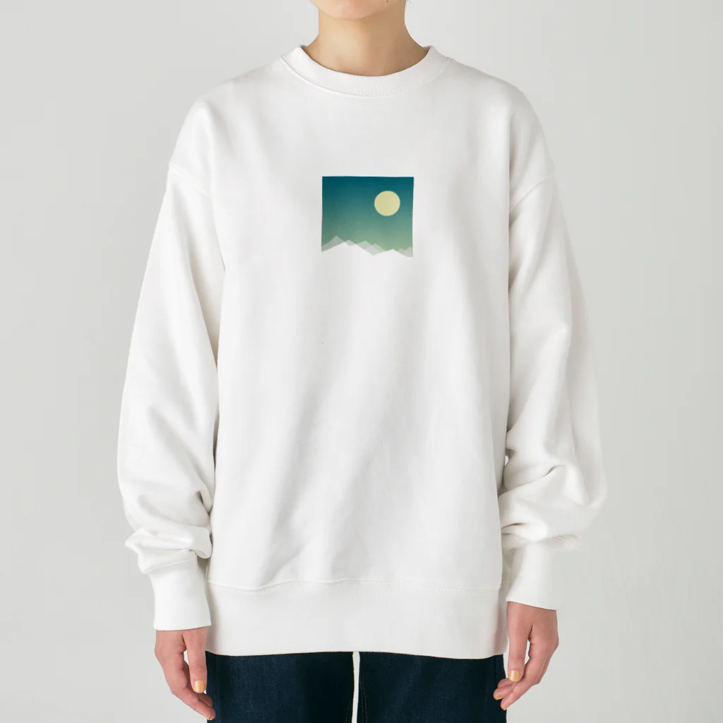 エアレーションの独り言の雪山と満月 Heavyweight Crew Neck Sweatshirt