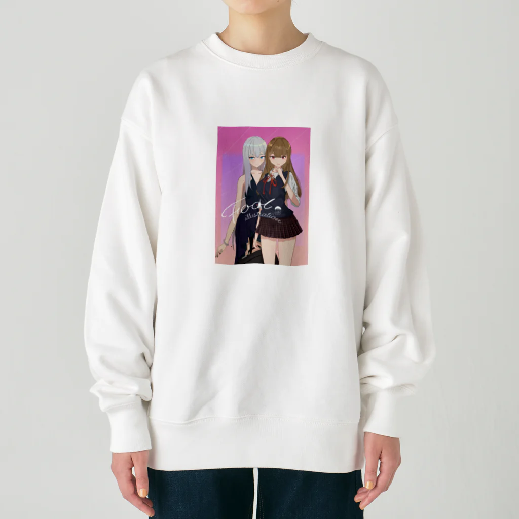 chicodeza by suzuriの可愛い姉妹のキャラクター Heavyweight Crew Neck Sweatshirt