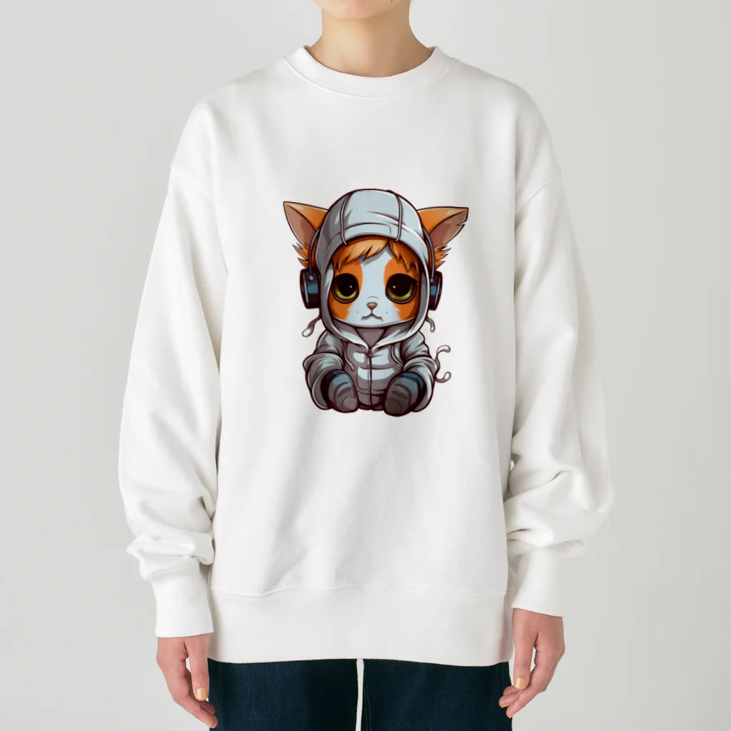 Vasetti_pressのパーカーを着ているネコちゃん Heavyweight Crew Neck Sweatshirt