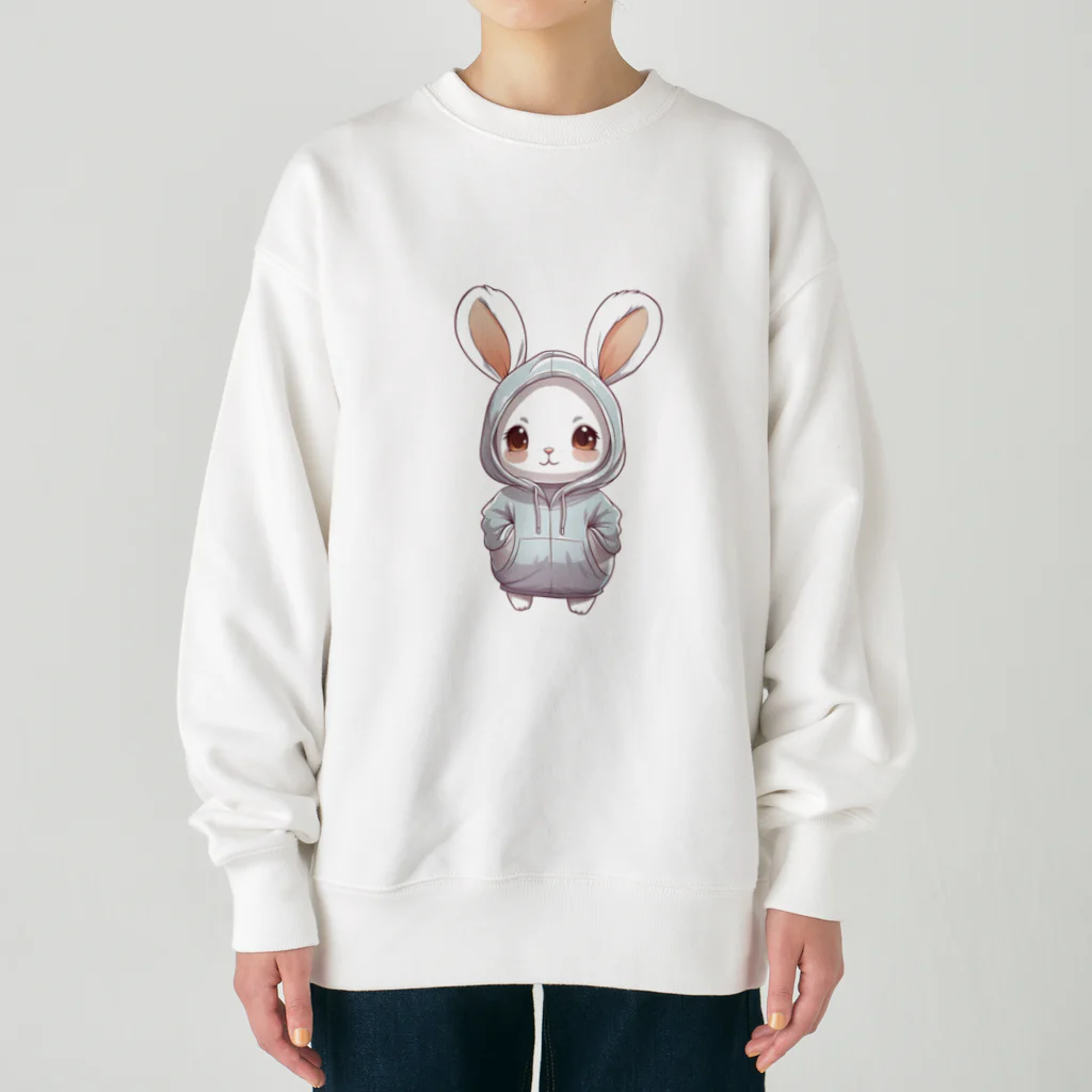 Vasetti_pressのパーカーを着ているうさぎちゃん Heavyweight Crew Neck Sweatshirt