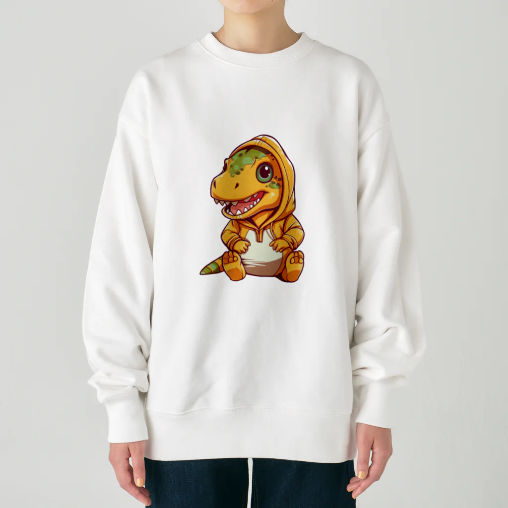 Vasetti_pressのパーカーを着たティラノサウルス Heavyweight Crew Neck Sweatshirt