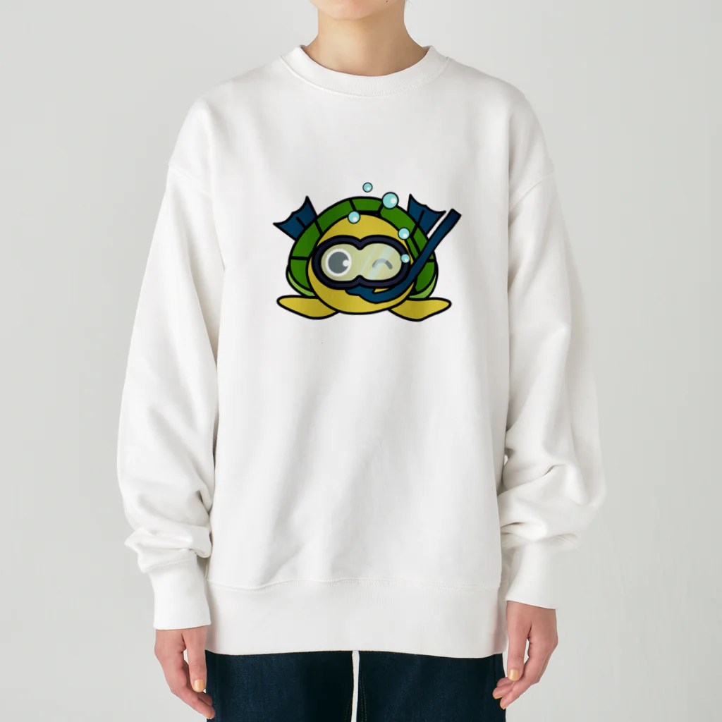 chicodeza by suzuriのシュノーケリング亀ちゃん Heavyweight Crew Neck Sweatshirt